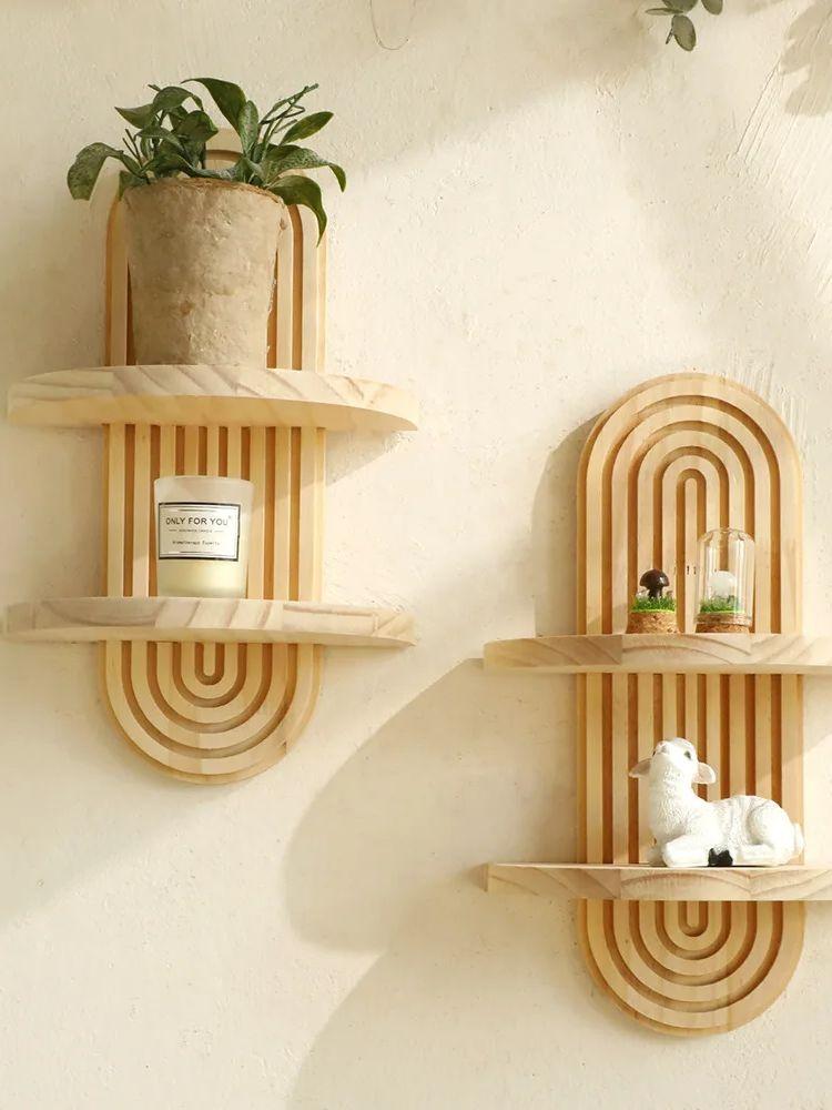 Böhmischer Ovaler Gewinde Kreativer Massivholz Wandpflanzkasten Regal Holzhandwerk Wohndekor