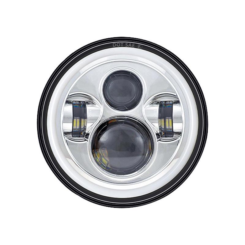 Wrangler Headlights Full Round 4 Beads 7 Inches Silver Bottom Harley Motorcycle Headlights, Modified Far And Near Light Led Headlights
