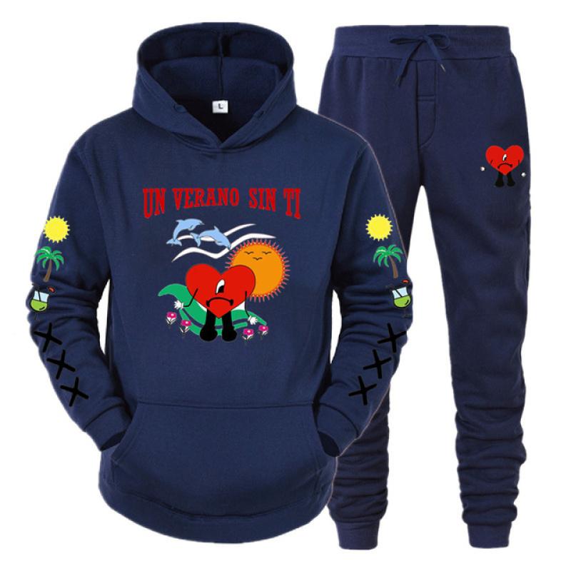 Hoodie Set Bad Bunny UN VERANO SIN TI Print Sweatshirt Men Women Unisex Oversized Fashion Casual Long Sleeve Pants Suit Clothes
