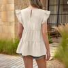 Modische und lässige Babydoll-Weste mit Rüschen für Damen, gefaltetes Hemd mit Rüschen, süßes und fließendes Oberteil