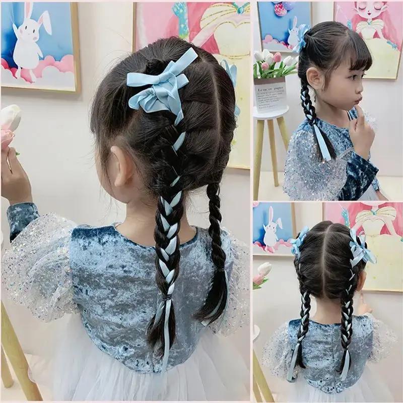 Korean Handmade Long Ballet Ribbon Women Bowknot Hair Clips for Girls Braided Tassel Barrettes Accessories Fashion Kids Hairpins