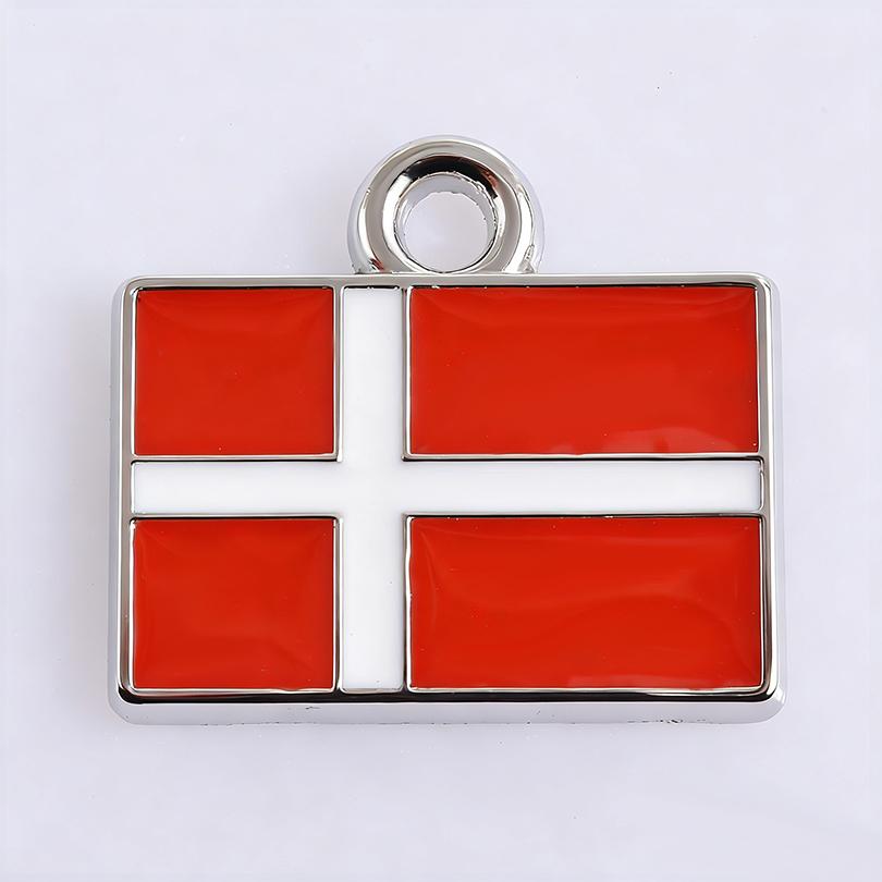 5pcs/Lot Different Countries Flags Enamel Charms For Jewelry Making Supplies Rectangle Silver Color Pendants Handmade Materials