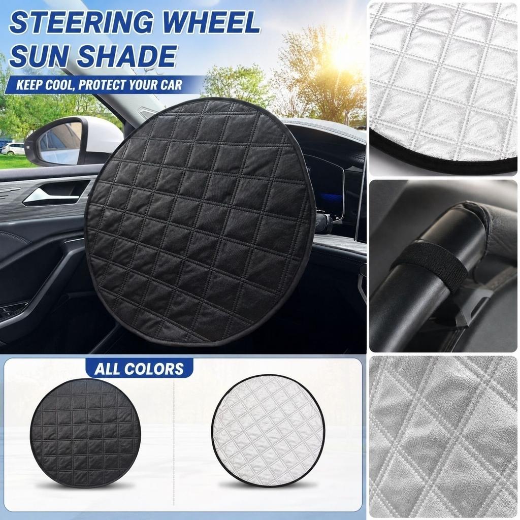 Car Steering Wheel Sun Shade Cover - Heat Reflective Fabric, for Summer