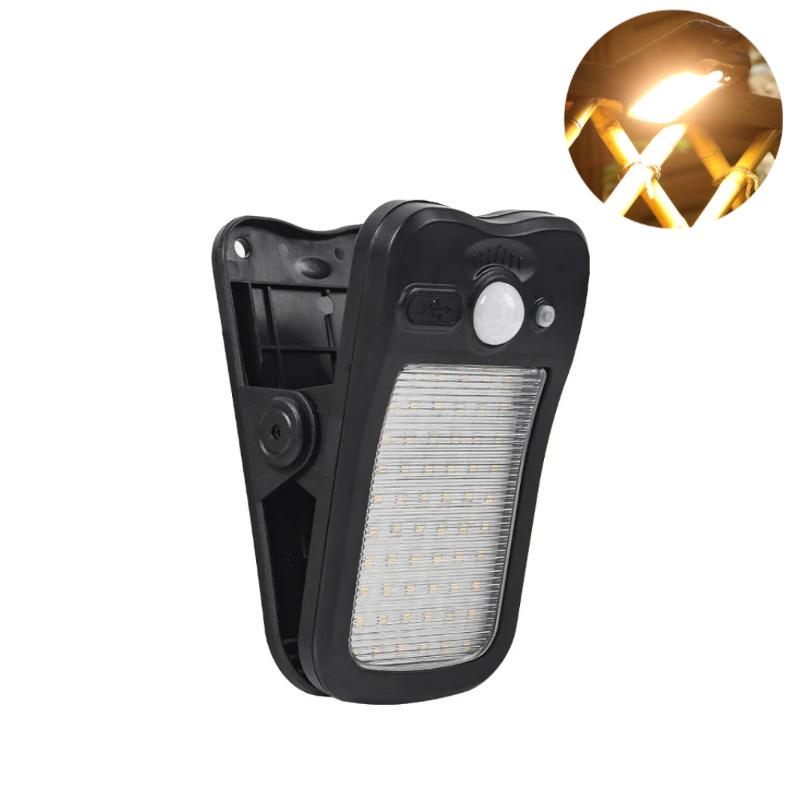Clip-on LED Solarleuchte Smart Human Induction Outdoor Gartenleuchte Wasserdichte Außenlampe für Zelt Garage Hof Hohe Helligkeit