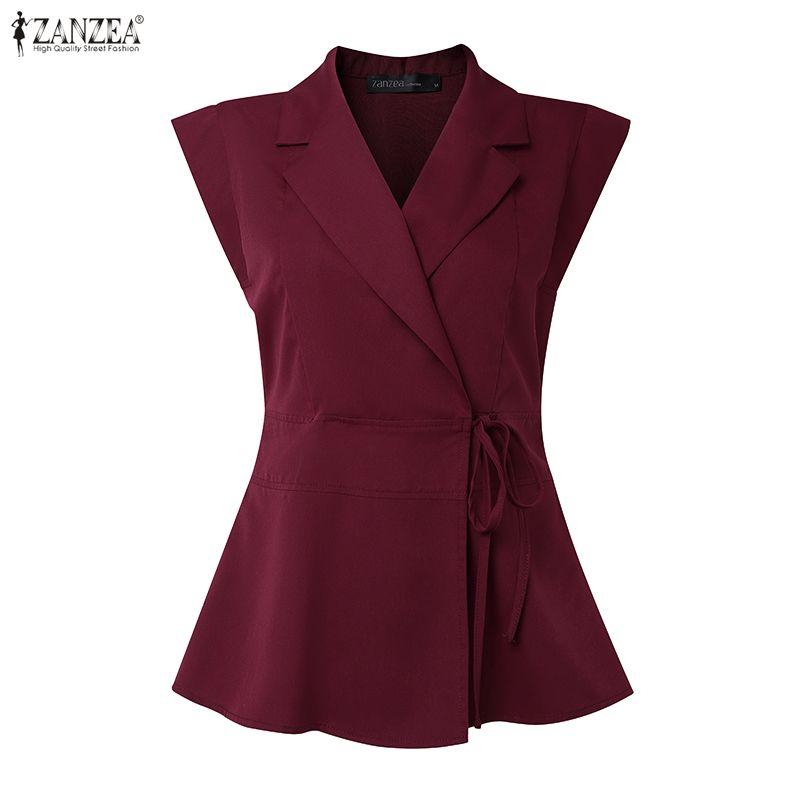 ZANZEA Women Casual V-Neck Summer Sleeveless Vest Tops