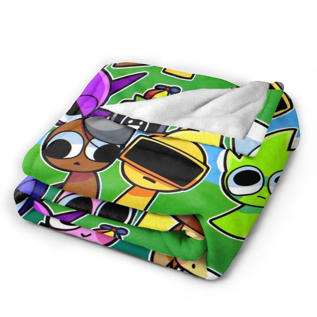 Sprunkis Characters Game Fuzzy Blanket Funny Throw Blankets for Home 125*100cm Rug Piece