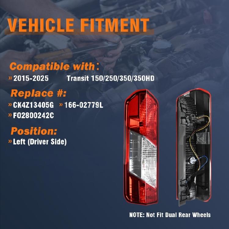 Plug And Play Car Left Tail Light Assembly Fits Transit 150 250 350 350HD 2015 To 2025 CK4Z13405G 166-02779L FO2800242C