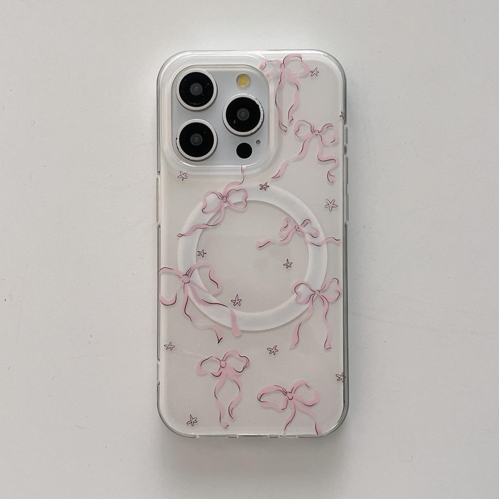 New Creative IMd Big Hole Bow Magnetic Suction for IPhone16 for Apple 15ProMax Phone Case 14Pro