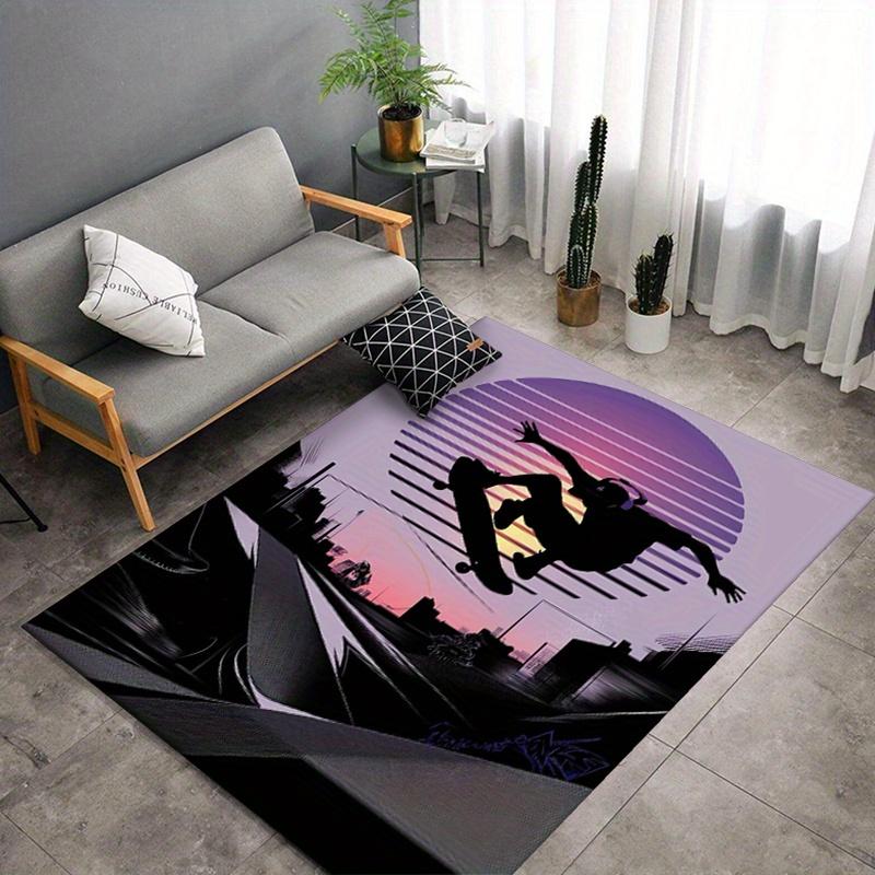 

Skateboarding Silhouette Printed Carpet Chair Mat, Non-Slip Polyester Area Rug, Crystal Velvet for Home Office Living 50x80cm