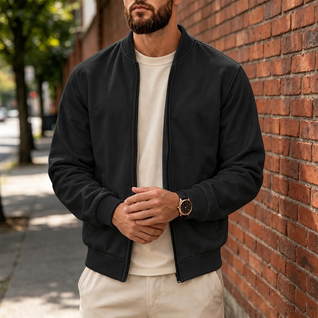 Men's Stand Collar Long Sleeve Jacket Casual Fashion for Everyday Wear