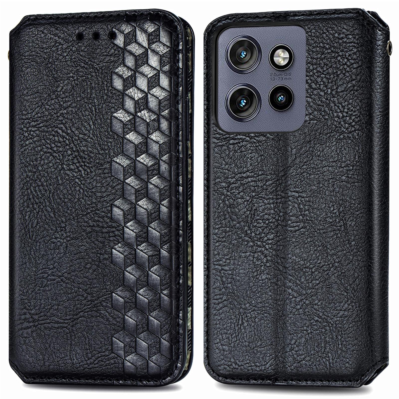 

Чохол з PU шкіри для Motorola Thinkphone 25 5G/Moto S50 5G/Edge 50 Neo 5G з ромбоподібним тисненням, гаманець-підставка, чохол для телефону Black