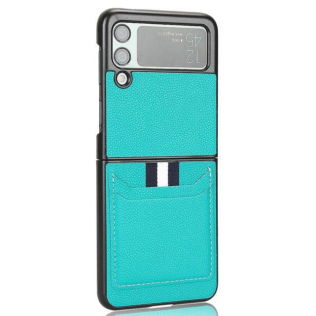 

Защитный деловой кожаный чехол с защитой от падения для Samsung Galaxy Z Flip 4 5g Flip4 Flip 3 Flip3 противоударный чехол с отсеком для карт for Samsung Z Flip 3 зелёный