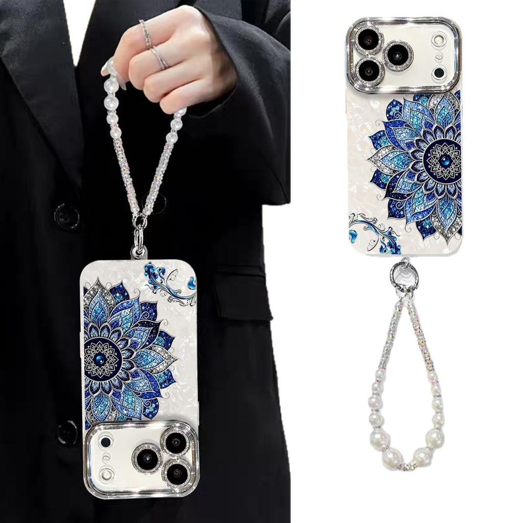 Retro lotus totem apple 17promax mobile phone case new iphone16pro premium lanyard case