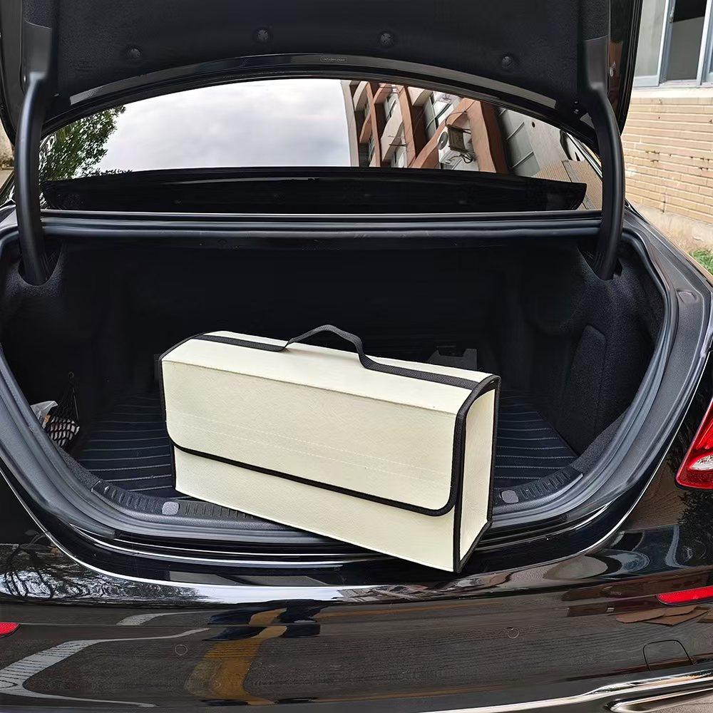 Large Anti-Slip Boot Storage Organizer Soft Felt Car Trunk Organizer with Compartments Tool Bag Accessory for Vehicle