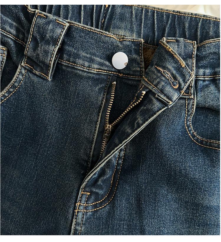Plus Size Women's High Waist Slimming Casual Loose Velvet Thick Jeans 200-300 Jin.