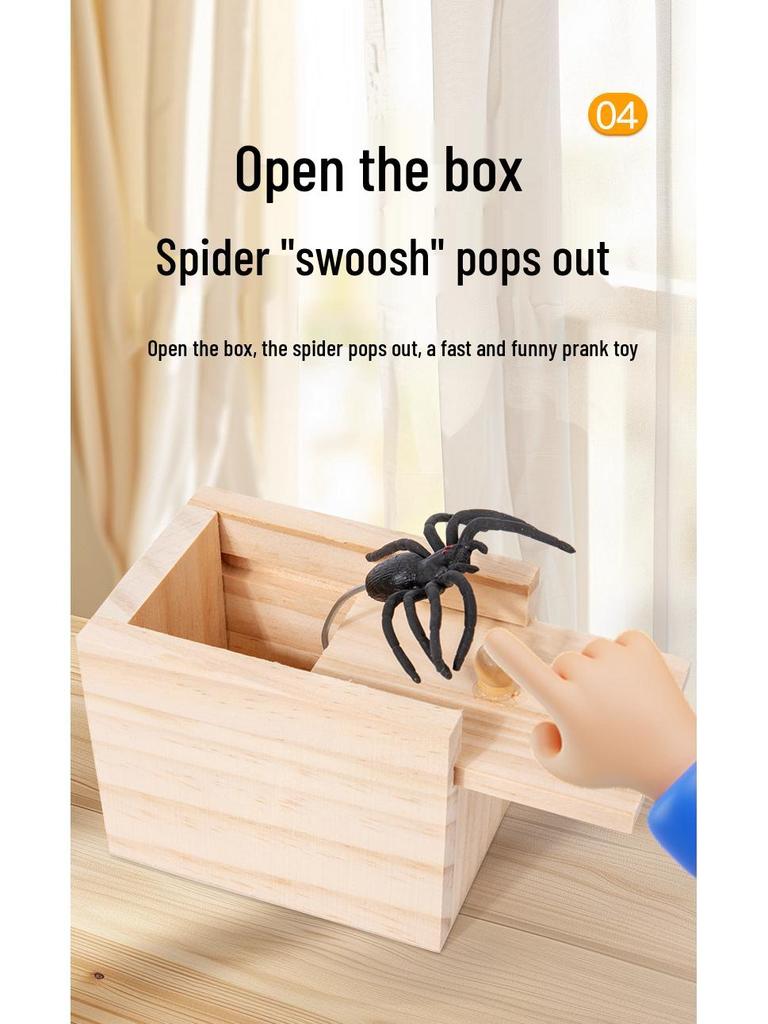 Jump Scare Wooden Prank Box - Spider Toy Horror Box Gag for TikTok