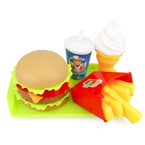Simulation Fast Food Hamburger French Fries Kitchen Model Kids Pretend Play Toy