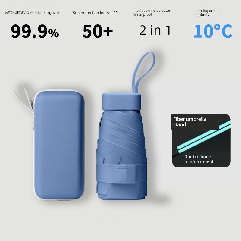 Ultra-Compact 40% off Sunshade and Rainproof Umbrella, Dual-Use Umbrella with Black Coating, Pocket-Sized Sun Umbrella, Mini Capsule Sun Protection