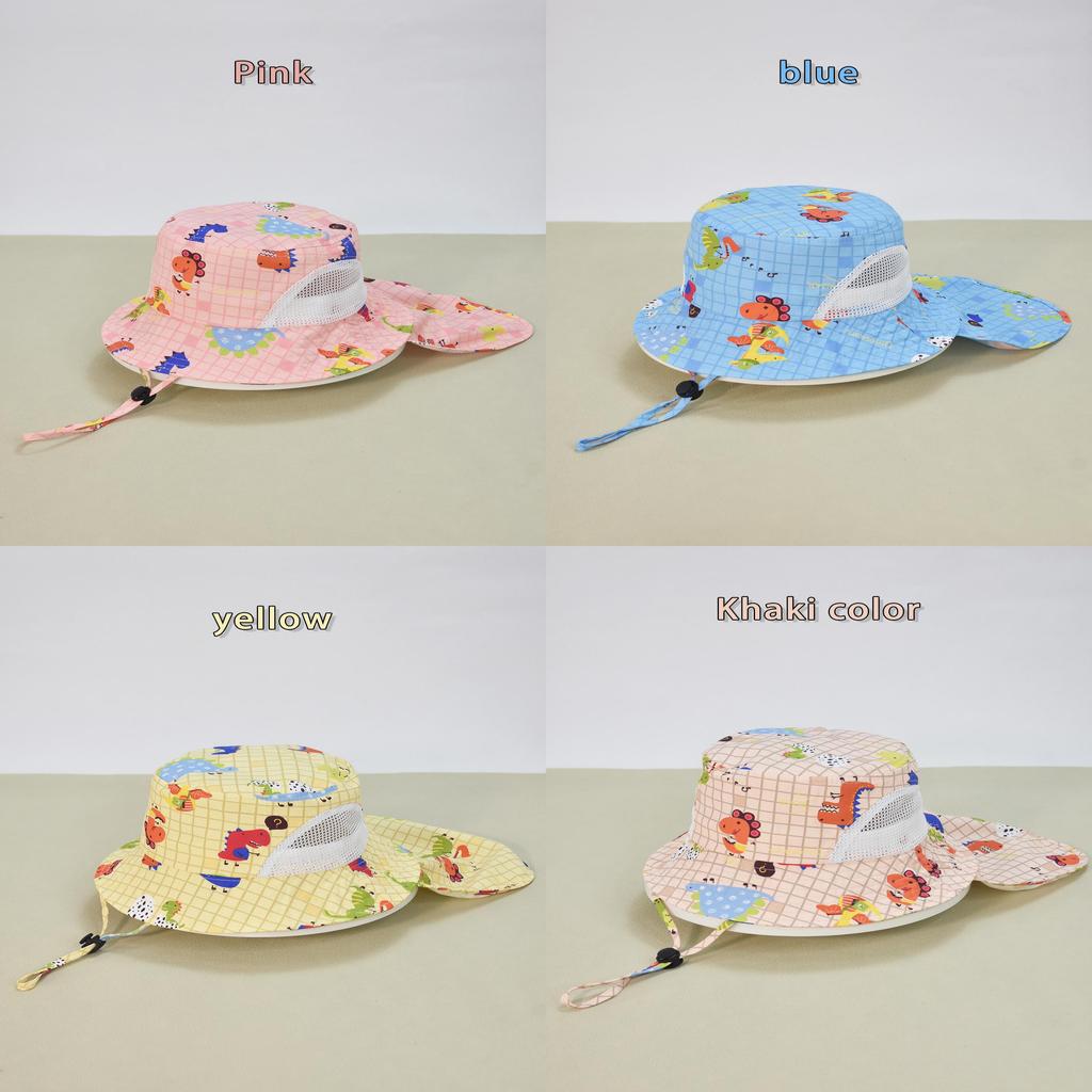 Summer Kids Sun Hat With Wide Brim Cotton Polyester Uv Protection For Boys Girls