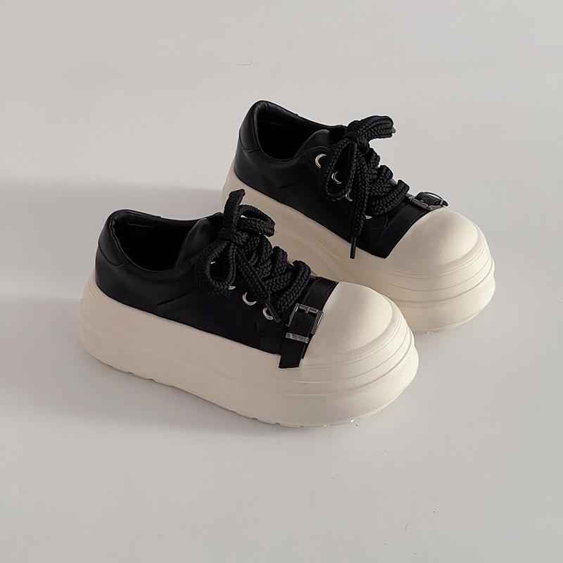 Fashion thick baseplate shoes autumn and spring retro heightening casual sports shoes versatile muffin soft sole women's white shoes tide