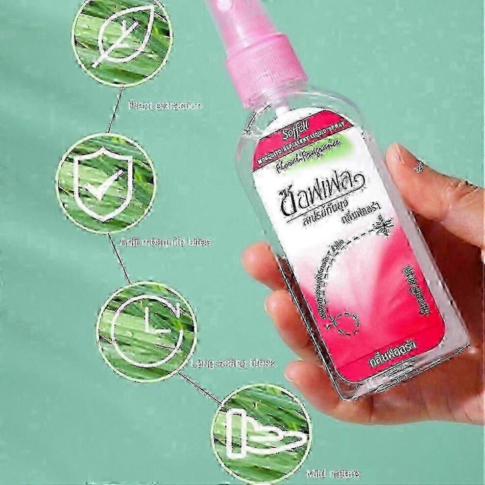 (Rose) 5x 80ml Mosquito Spray Thailand Plant Anti-mosquito Bite Swelling Itching Mosquito Repellent Liquid Spray For Body Pest Killer New