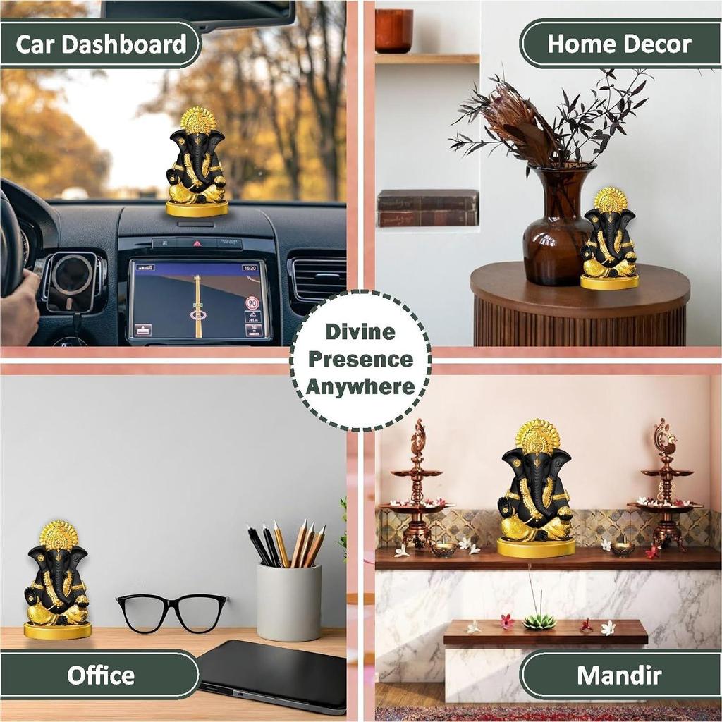 Resin Ganesh Idol For Home/God Idols/Ganpati Murti/Ganesh Ji For Puja/Car Dashboard/Home/Office/Living Room/Decorative Items