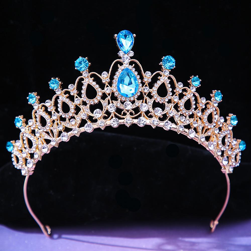 DIEZI Luxury Elegant AB Crystal Crown Hair Accessories Tiara For Women Party Red Purple Rhinestone Bridal Crown New Hair Zircon