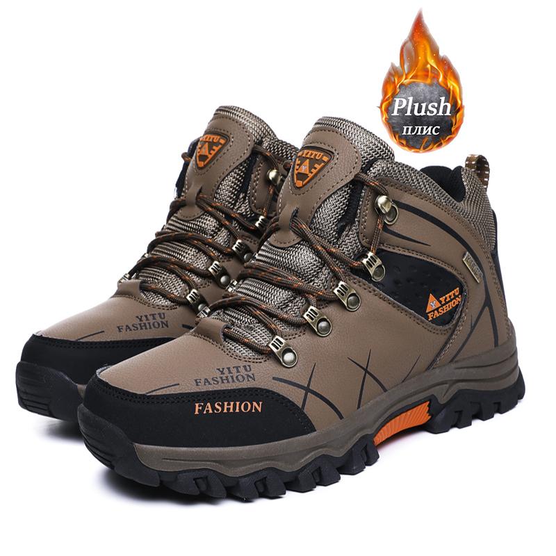 

Зимние мужские ботинки для снега, водонепроницаемые кожаные кроссовки, супер теплые мужские ботинки челси, нескользящие мужские походные ботинки, размер 39-47 47