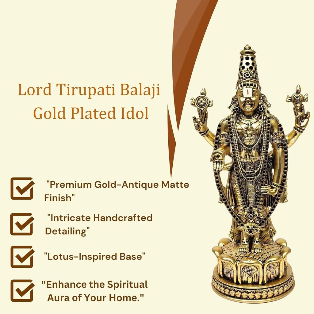 Lord Tirupati Balaji Idol Murti for Mandir | Pooja Room Lord Vishnu Shree Venkateswara Swamy Statue God Balaji Home Decor Showpiece