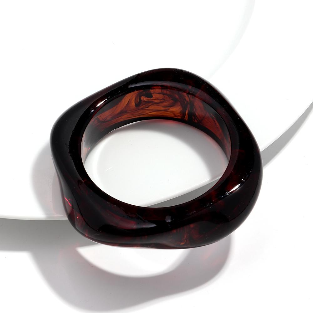 Boho Brown Irregular Acrylic Resin Chunky Bangles for Women on Hand Goth Geometric Charm Bracelets Couple Jewelry Gift