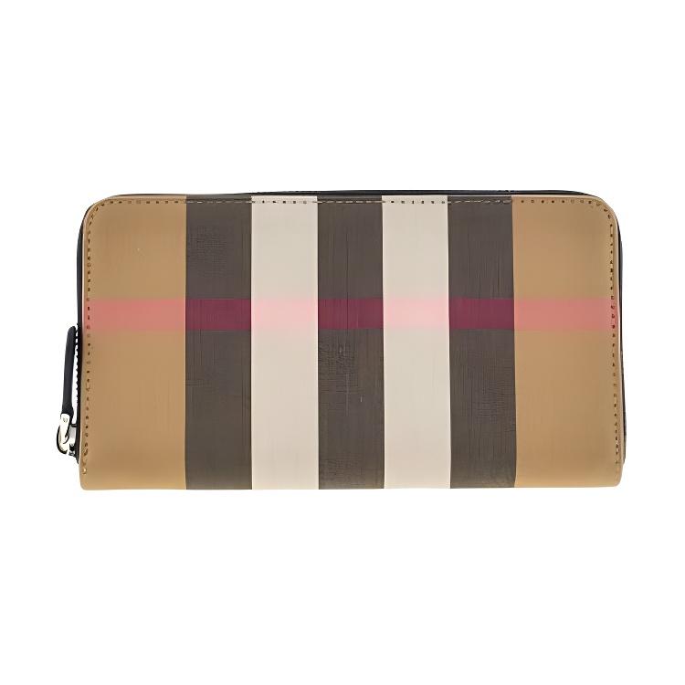 

Burberry Vintage Check Zip Around Leather Wallet With Contrast Stripe For Daily Use Basic Set (Bag+Dust Bag)