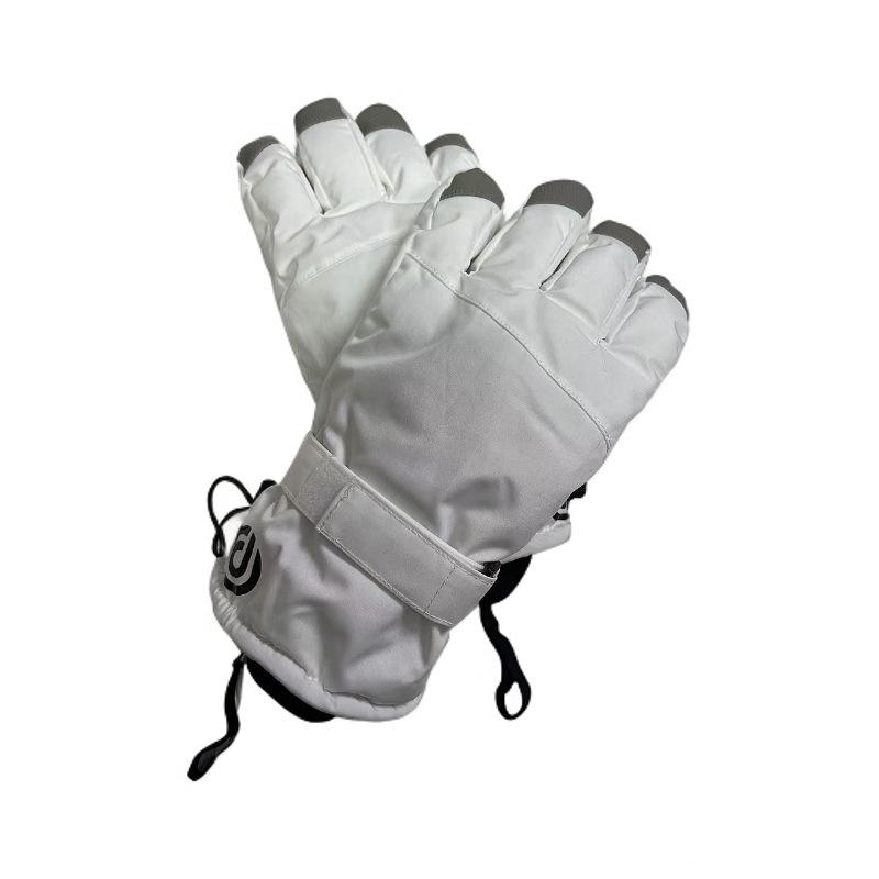 Unisex Winter Ski Gloves, Warm White Touchscreen Gloves for Cycling and Sports, Five-Finger Design One Size