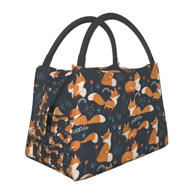 Cute Woodland Foxes Thermal Lunch Bag for Women Girls Kids Reusable Insulated Lunch Box for Work Picnic Travel School Gifts