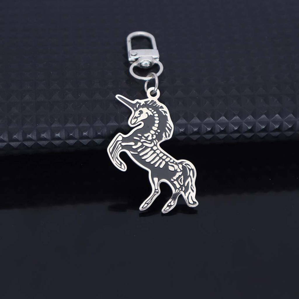New Fashion Stainless Steel Pony Pendant Couple Keychain - Cute Animal Charm