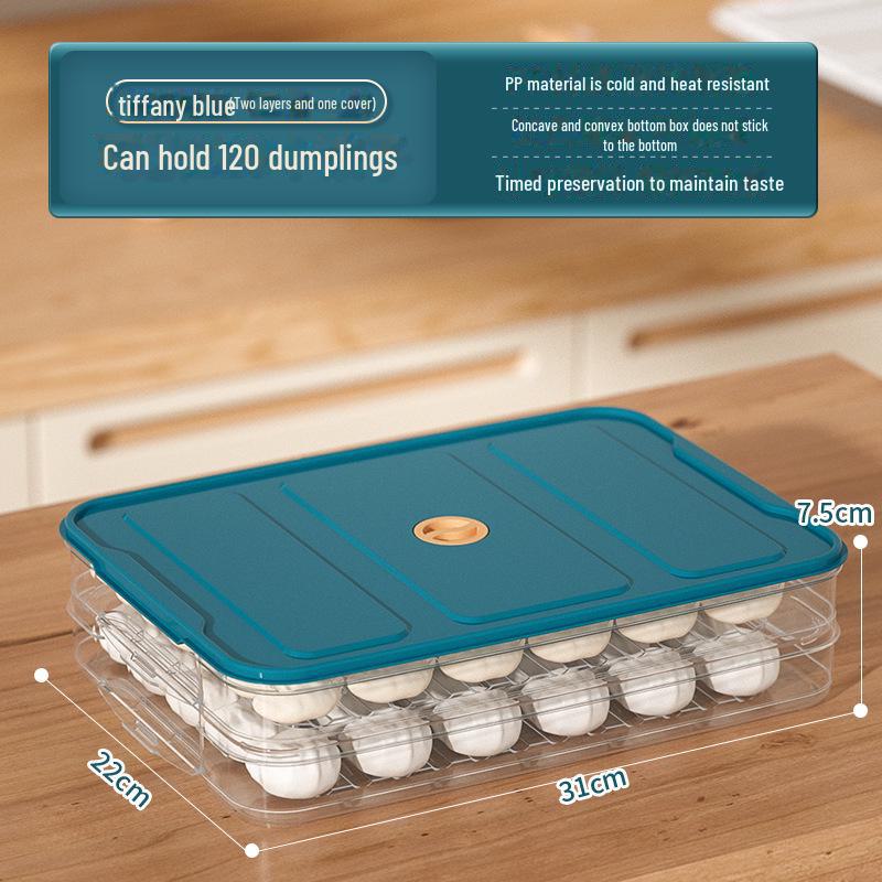 Multilayer Food-Grade Freezer Storage Box for Dumplings, Wontons, Eggs & More