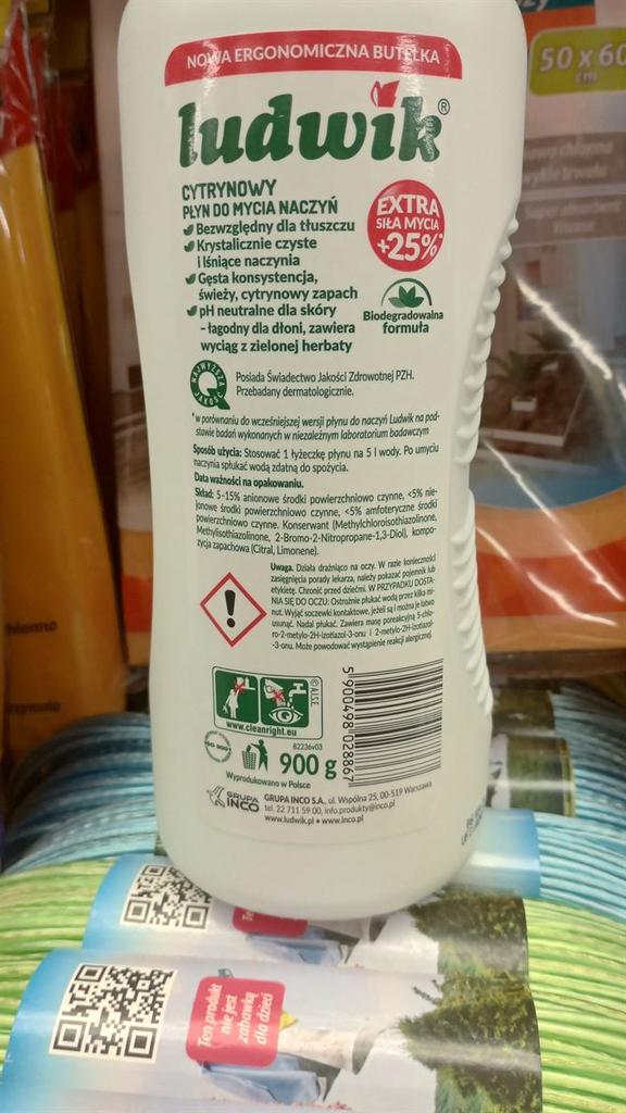 Ludwik lemon dishwashing liquid 900g