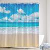 Dusk Sea Wave Beach Shower Curtains Creative Splicing Starfish Sailboat Blue Wooden Board Landscape Home Decor Bathroom Curtain