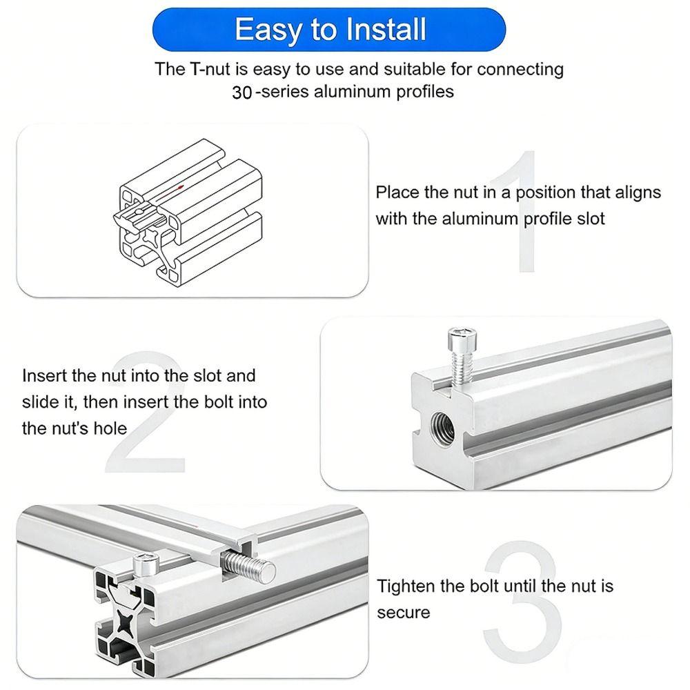 20pcs/bag Quality Stainless Steel European Standard Aluminum Profile Fasteners Reliable Connection Stable Structure Slider Nuts