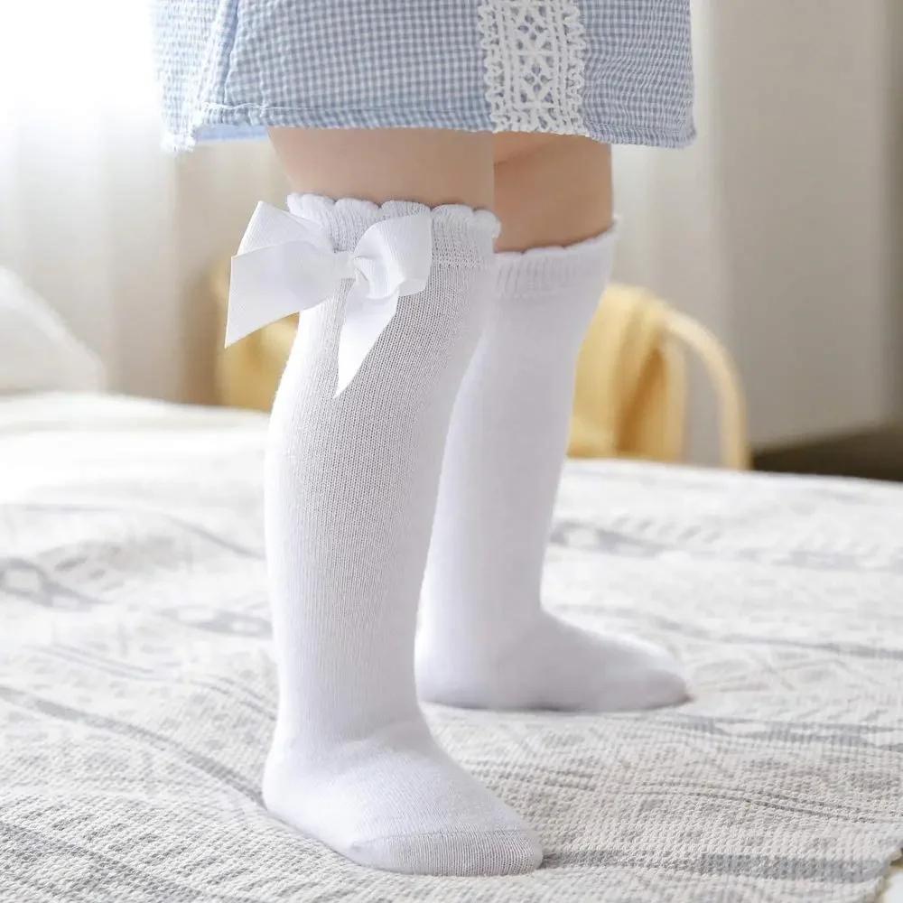 2 To 8 Yrs Leg Warmers Cotton Long Socks Cute Sweet Girl Lace Bows Princess for Infant Baby Spring Winter Toddler Sock