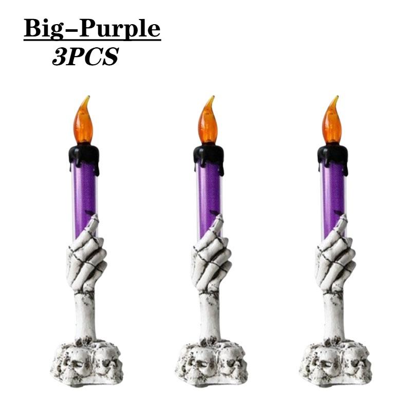 1-3PCS LED Skull Hand Candle Light Battery Operated Flame Effect HalloweenGothic Decoration for Haunted HouseTable Hanging Decor