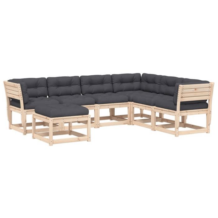 VidaXL Salon de Jardin avec Coussins 7 pcs, Canapés de Patio, Ensemble de Meubles, Mobilier de Terrasse Extérieur, Bois de 3216930