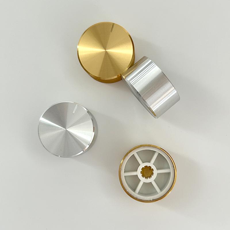 2PCS 6MM Potentiometer Knobs Caps Aluminum Alloy Knob Cap Volume Adjustment Knob Flower Shaft Hole Black Silver Gold