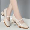 Women Fashion Sweet High Quality High Heel Shoes Female Round Toe Leather Shoes Non-slip Spring Loafers Ladies Party Office Shoe