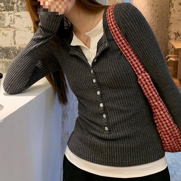 Elegant Women's Autumn 2026 Grey Knit Two-Piece Sweater - Trendy New Style