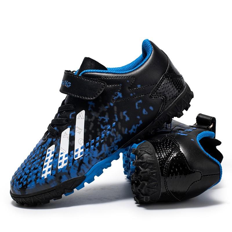 Kids Soccer Cleats Artificial Turf Low-Cut Training Shoes With Hook Loop Breathable Mesh Lining
