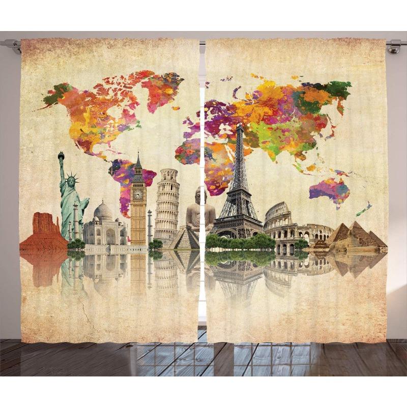 Paris Architecture Pink Window Curtains Bedroom Kitchen Curtain Panel Christmas Home Decor Curtains for Living Room