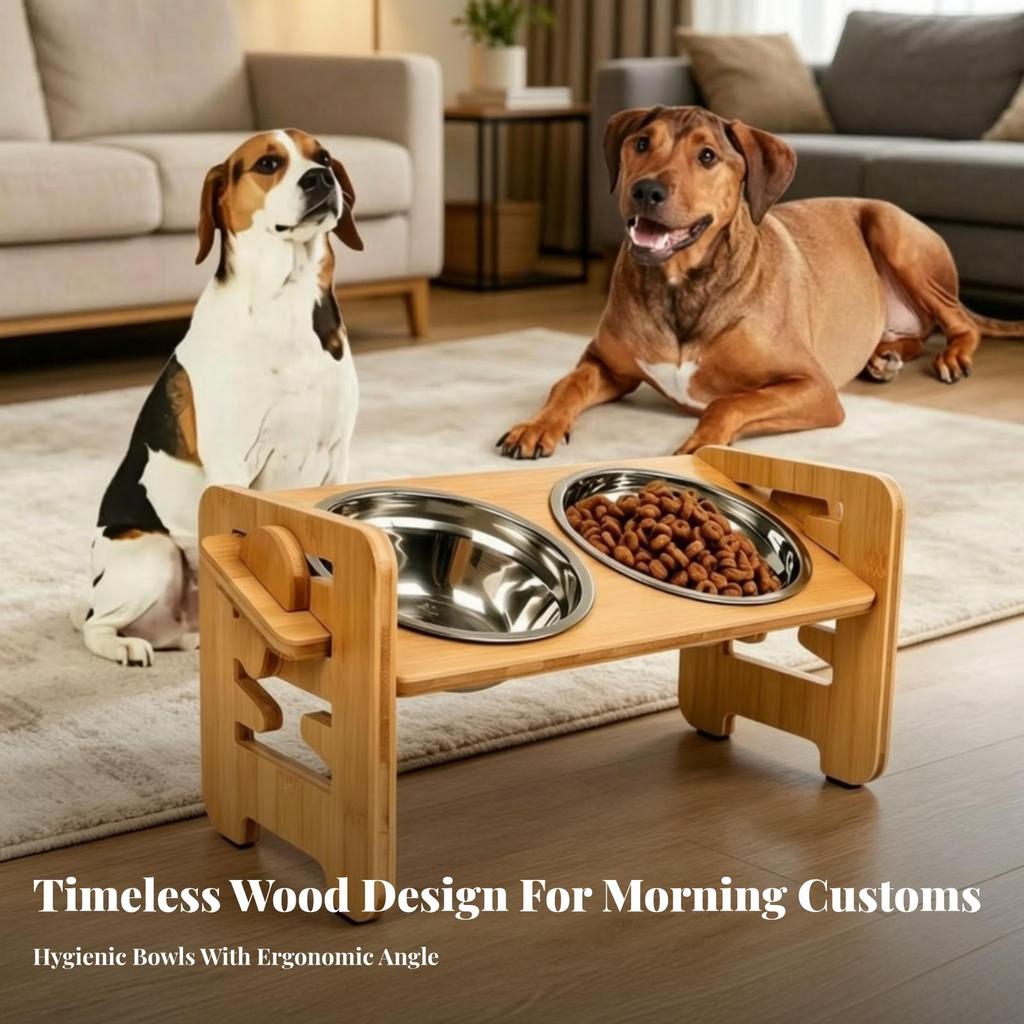 Elevated Pet Feeder with Stainless-Steel Bowls Sturdy for Dogs, Pets