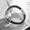 Classic Black Leather Wrap Bracelet for Men Metal Magnetic Clasp Fashion Bangle Bracelet Male Birthday Gift