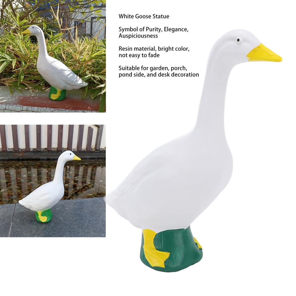 Socha bílé husy 18 cm Pryskyřičná figurka husy Ozdoba pro venkovní zahradu Verandu Dekorace na stůl Socha husy Pryskyřičná dekorace husy