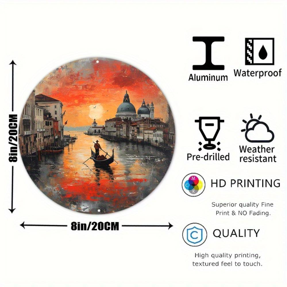 Винтажная жестяная картина на стену «Гондола в Венеции» Закат Морской Декор Подарок